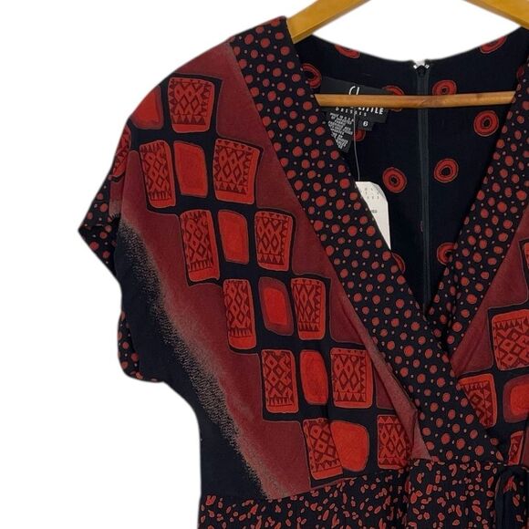 Vintage‎ Carole Little Artsy Jumpsuit Sz 6 NEW Wide Leg Geometric Print Boho - Picture 6 of 11